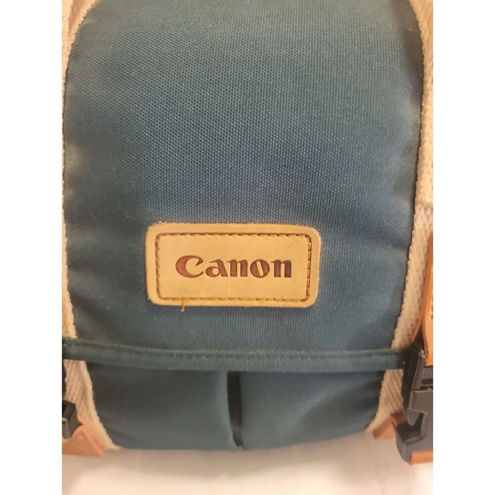 Vtg Canon Camera Bag Organizer Green Pocket Shoulder Strap Carry Case Korea Euc